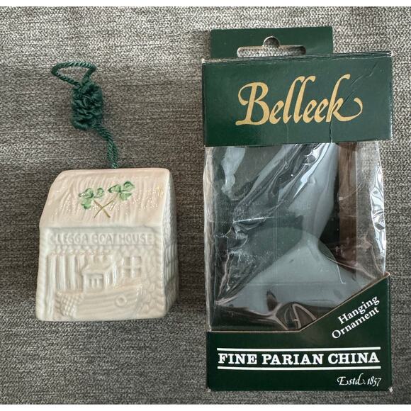 NWB Vintage Irish Belleek Porcelain Christmas ornament Clegga Boathouse in Box - Picture 13 of 14